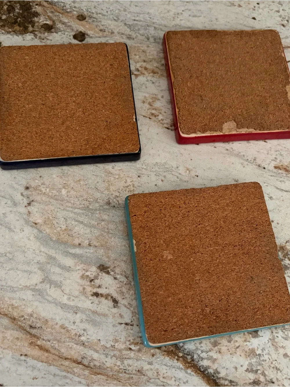 Pier 1 Blue, Teal & Red Decorative Glass Coasters